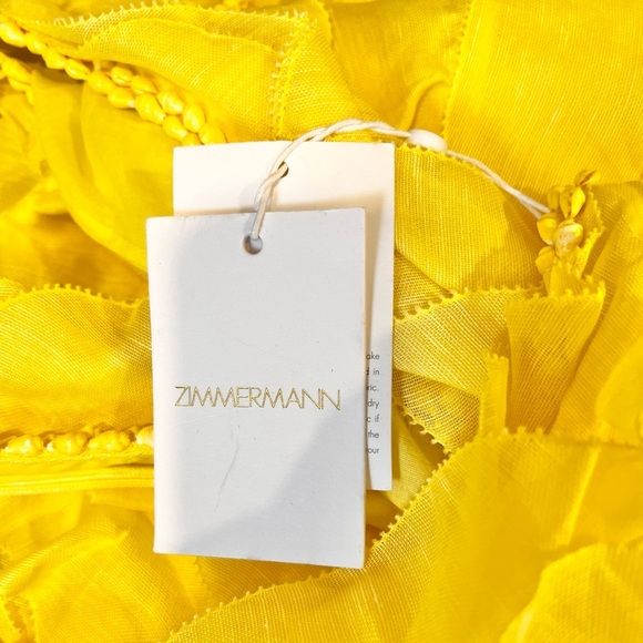 NWT Zimmermann Wonderland Silk Maxi Ruffles Dress Lemon Yellow Size 2/ Medium - Picture 12 of 14